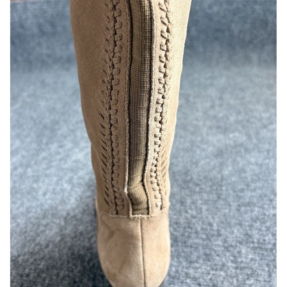 Vince Camuto Bendra Tall Boots Women's 6.5M Taupe Suede Side Zip Riding Low Heel - Picture 9 of 15